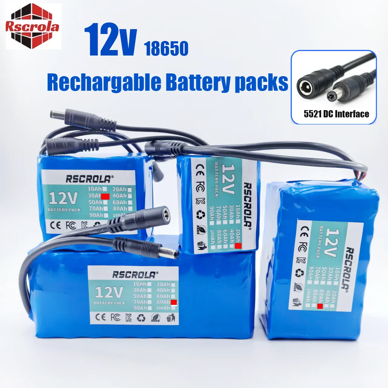 Renewable Energy Source - 12V 충전식 18650 리튬 배터리 팩(BMS