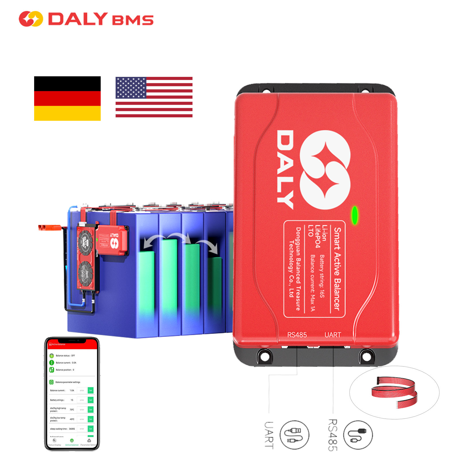 Smart Bms - Daly 스마트 액티브 이퀄라이저 밸런서, 블루투스
