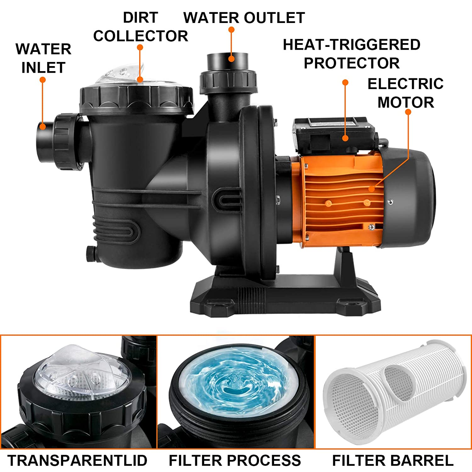 HZUSUN 500W 휴대용 수영장 펌프 (지상/지하  - Solar Pool Pump Kit 리뷰 및 가격