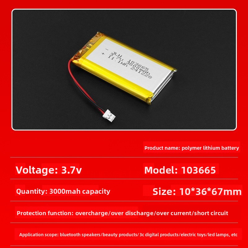 103665 3.7V 3000mAh 폴리머 리튬 충전식 - Renewable Energy Source 리뷰 및 가격