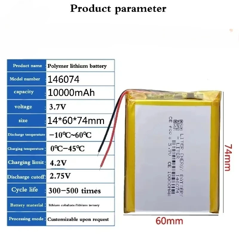 100% 새로운 146074 3.7v 10000mah  - Renewable Energy Source 리뷰 및 가격